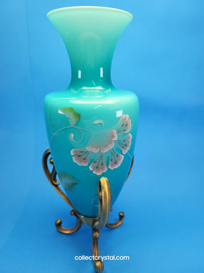 Fenton Landmark Collection Blue Glass Vase Amphora LE  7291/8800 Signed M. Kibbe