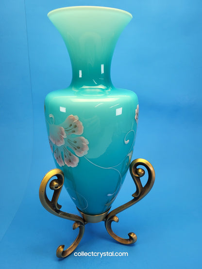 Fenton Landmark Collection Blue Glass Vase Amphora LE  7291/8800 Signed M. Kibbe