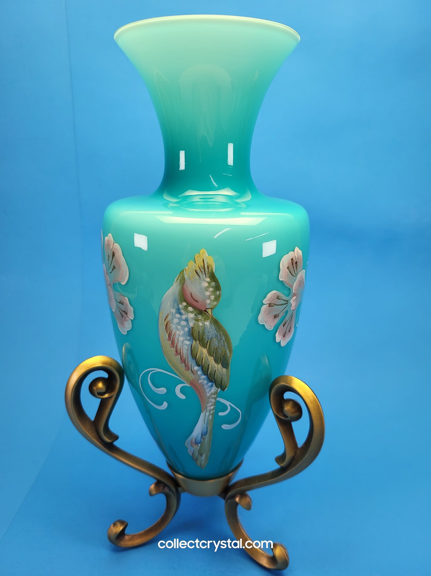 Fenton Landmark Collection Blue Glass Vase Amphora LE  7291/8800 Signed M. Kibbe