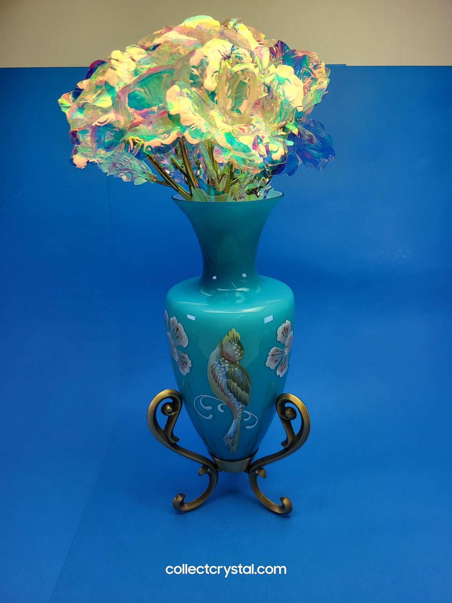 Fenton Landmark Collection Blue Glass Vase Amphora LE  7291/8800 Signed M. Kibbe