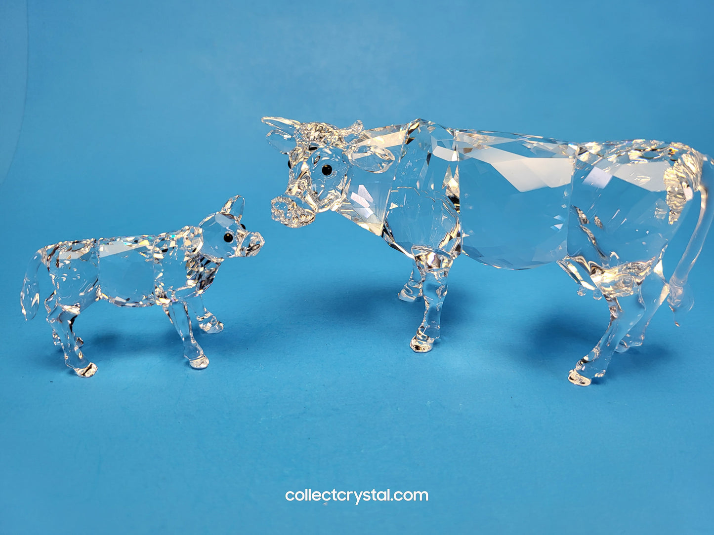 Swarovski Mother Cow # 905775 Farm Animal & Baby Cow Calf # 90576 Set of 2