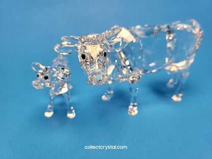Swarovski Mother Cow # 905775 Farm Animal & Baby Cow Calf # 90576 Set of 2