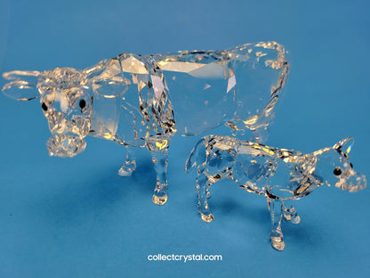 Swarovski Mother Cow # 905775 Farm Animal & Baby Cow Calf # 90576 Set of 2