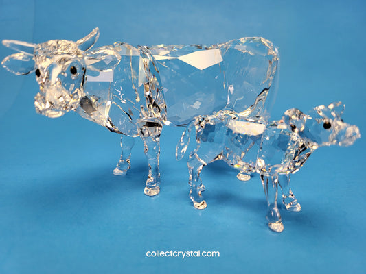 Swarovski Mother Cow # 905775 Farm Animal & Baby Cow Calf # 90576 Set of 2