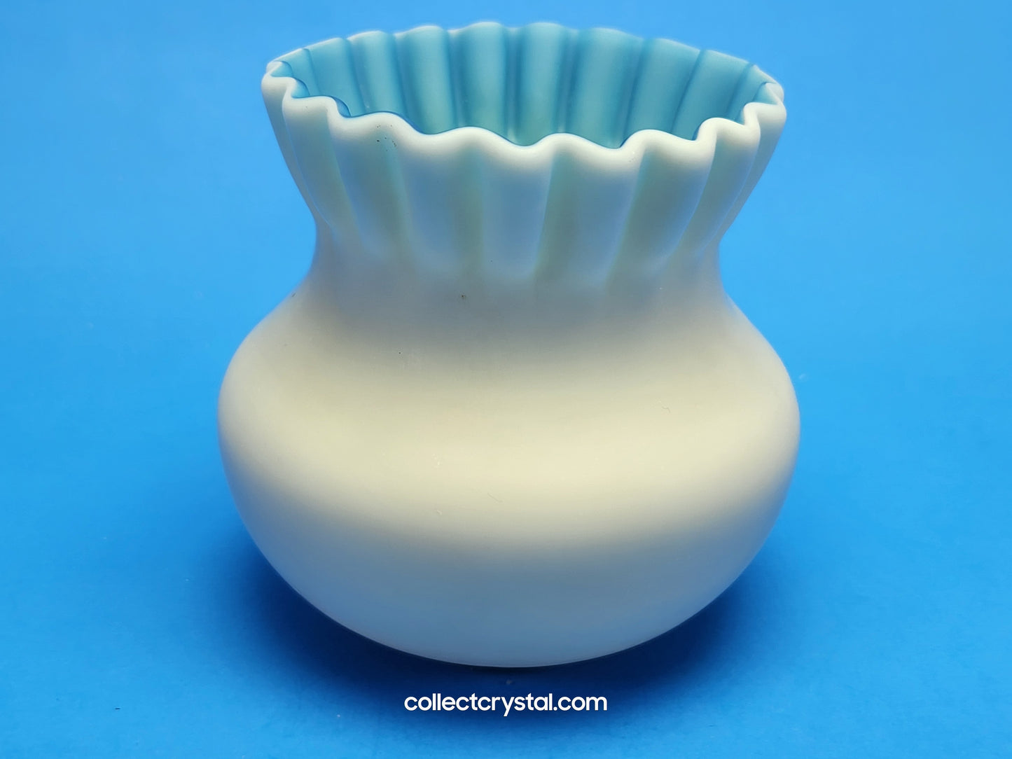 Victorian Glass Ruffled Small Blue bud vase custard blue