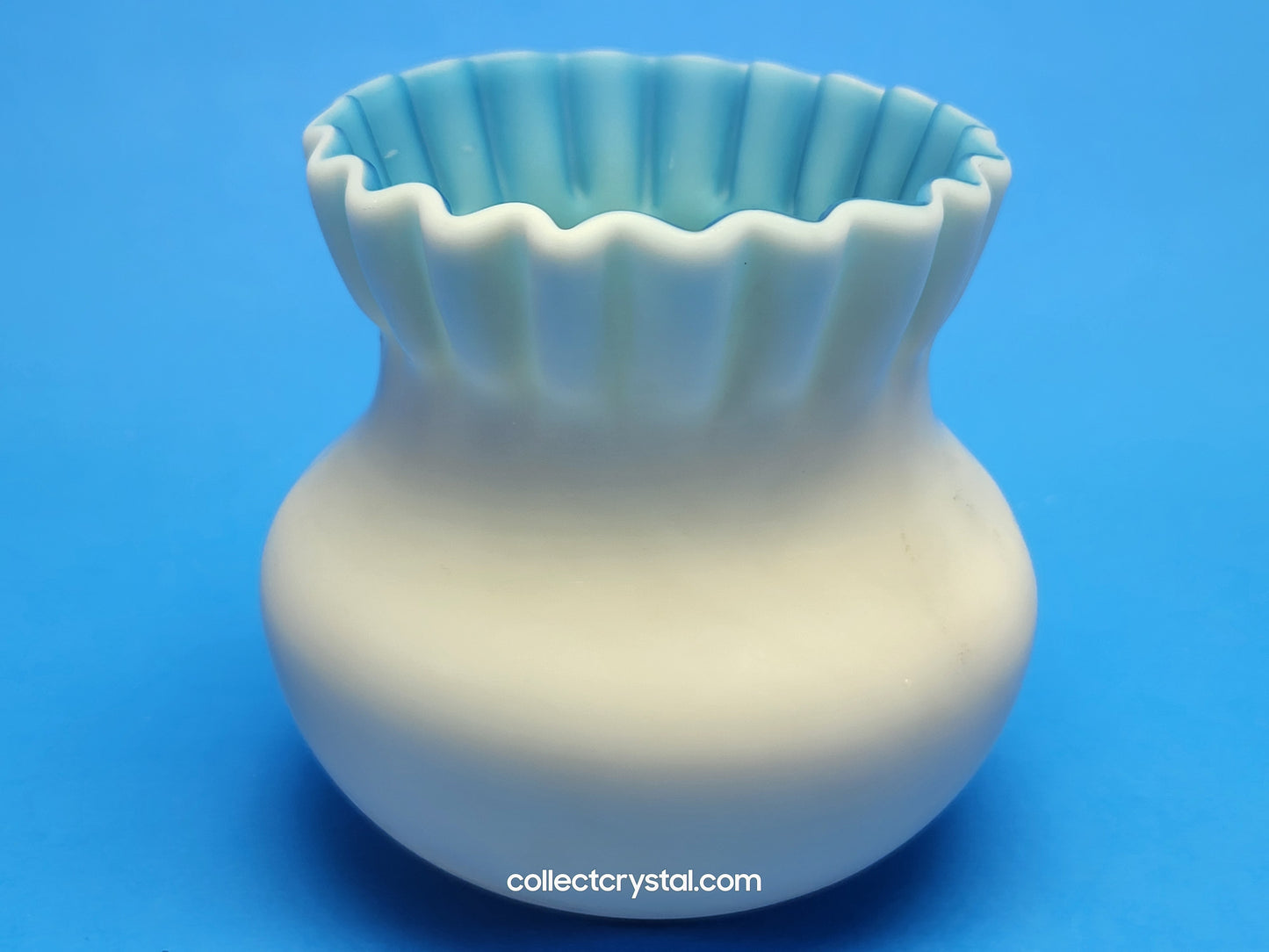 Victorian Glass Ruffled Small Blue bud vase custard blue