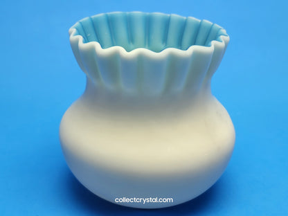 Victorian Glass Ruffled Small Blue bud vase custard blue