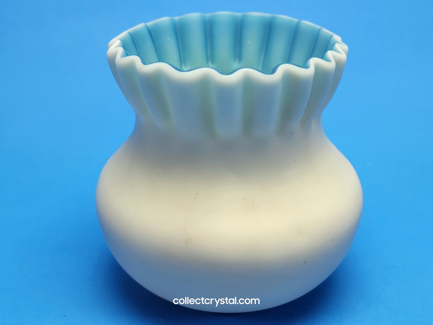 Victorian Glass Ruffled Small Blue bud vase custard blue
