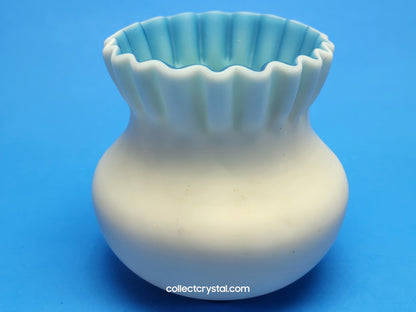 Victorian Glass Ruffled Small Blue bud vase custard blue