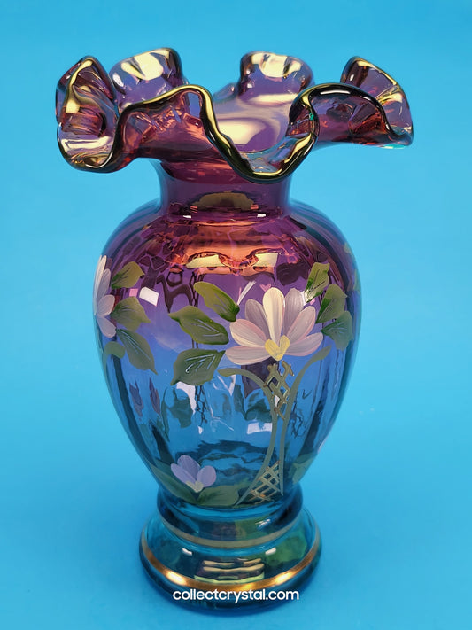 Fenton B. Huggins Mulberry Vase 1420/2500 Hand Painted 6 3/4"