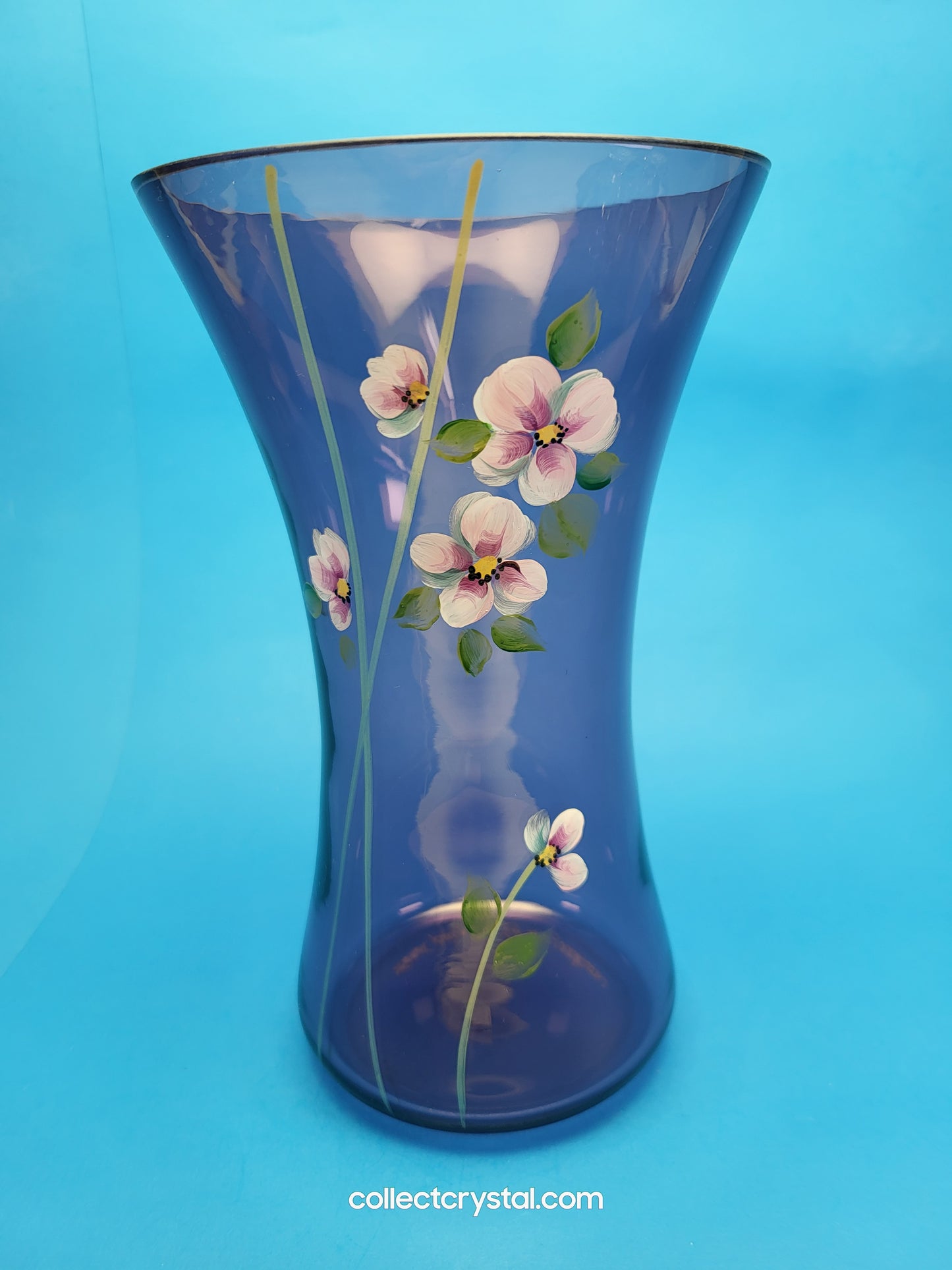 Fenton Purple Modern Artistic Glass Vase Hand Painted by S. Jackson