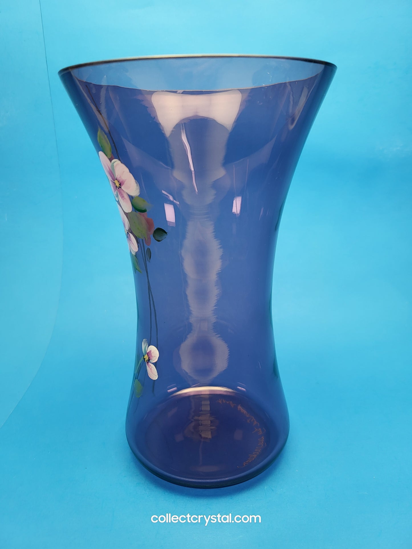Fenton Purple Modern Artistic Glass Vase Hand Painted by S. Jackson