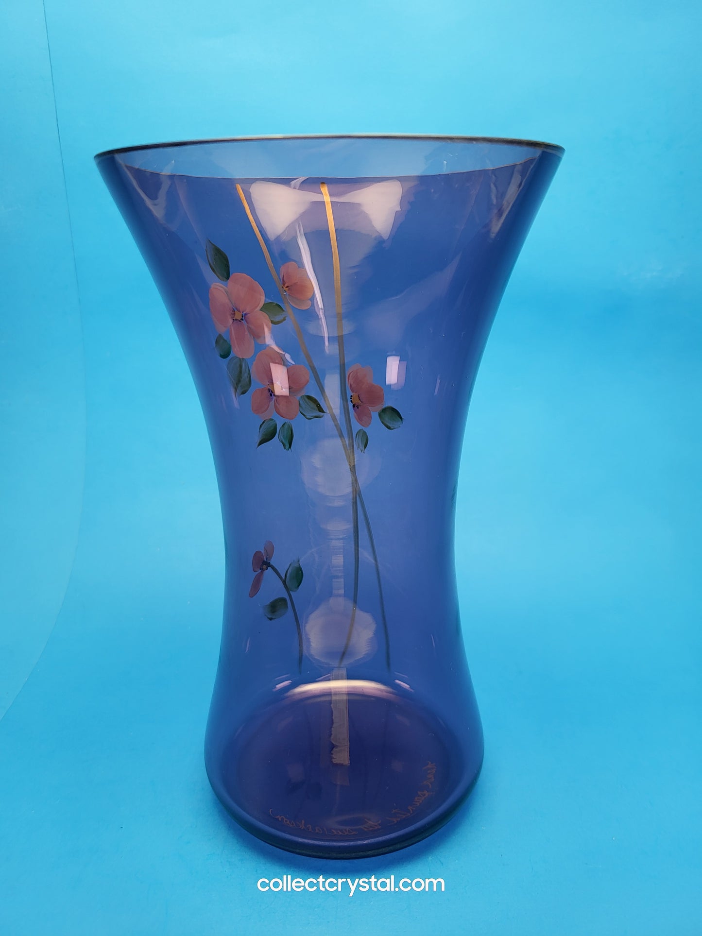 Fenton Purple Modern Artistic Glass Vase Hand Painted by S. Jackson