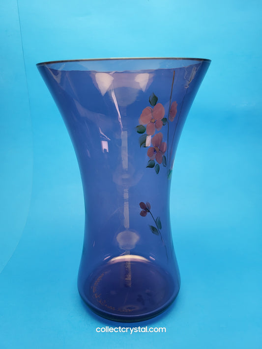 Fenton Purple Modern Artistic Glass Vase Hand Painted by S. Jackson