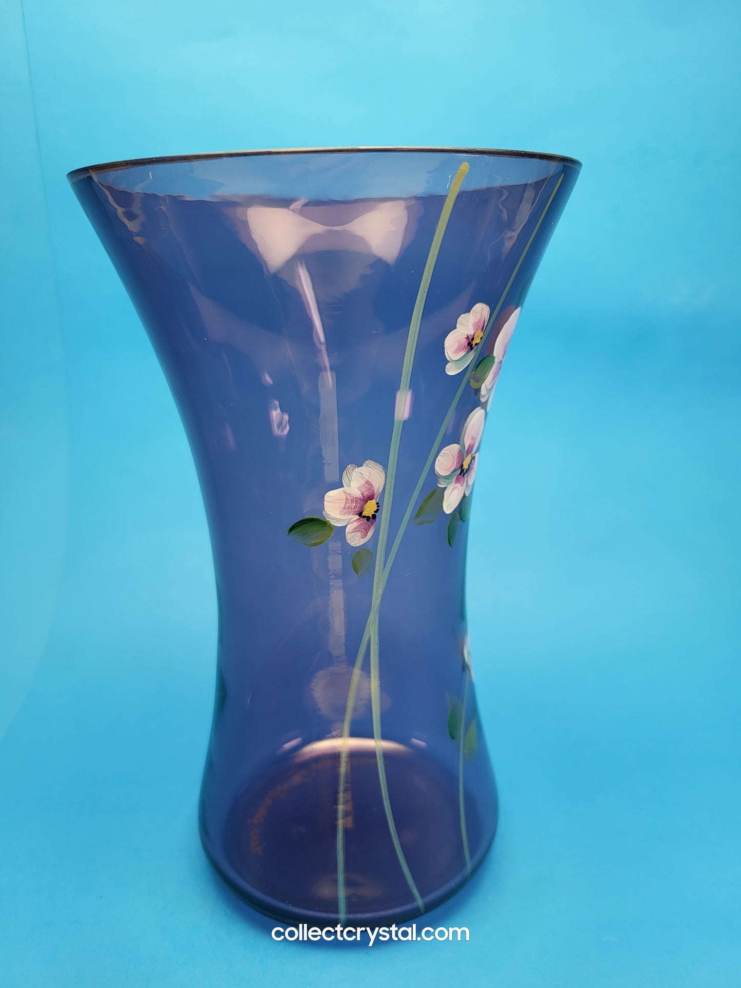 Fenton Purple Modern Artistic Glass Vase Hand Painted by S. Jackson