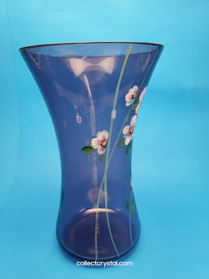Fenton Purple Modern Artistic Glass Vase Hand Painted by S. Jackson