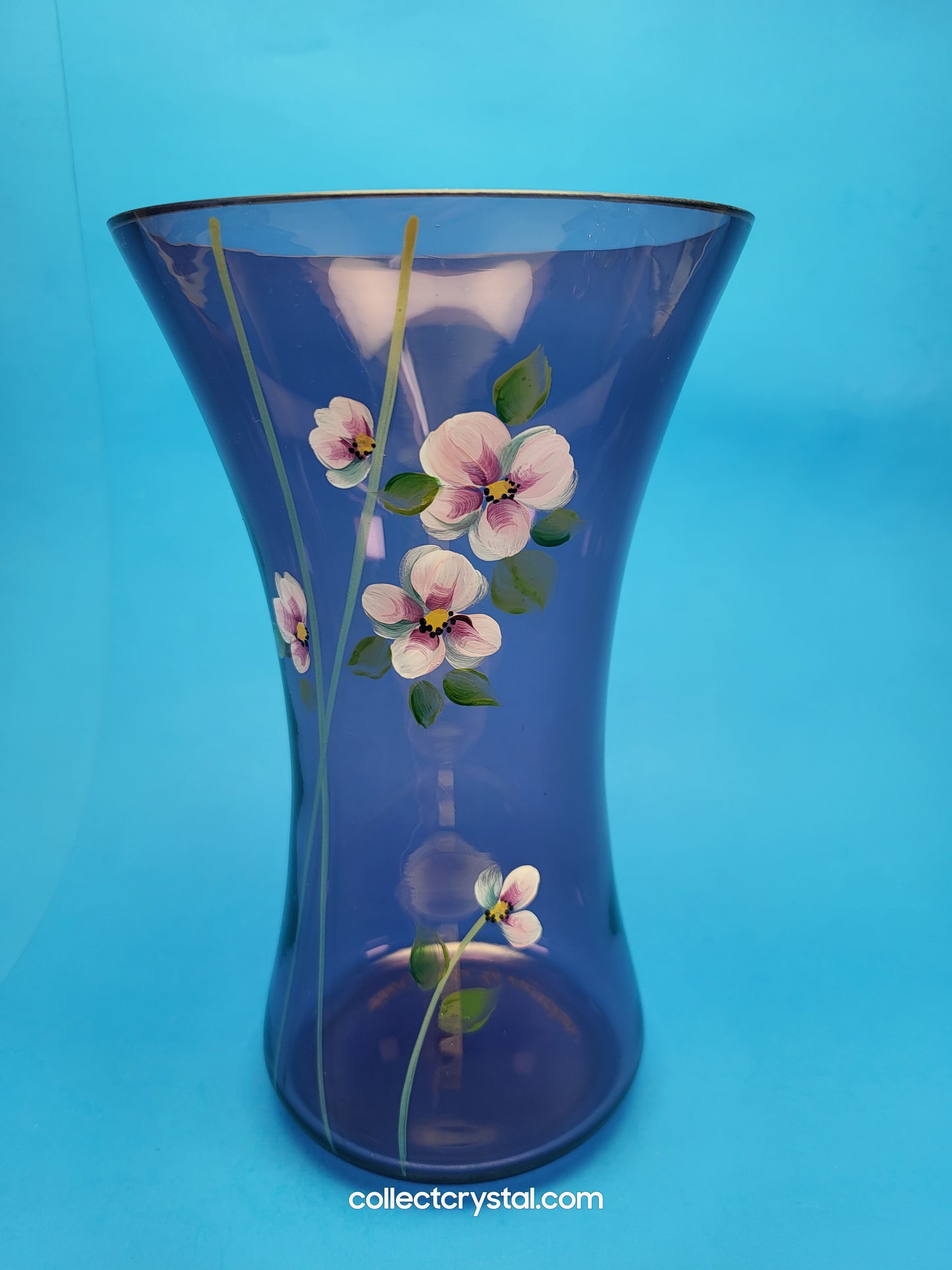 Fenton Purple Modern Artistic Glass Vase Hand Painted by S. Jackson