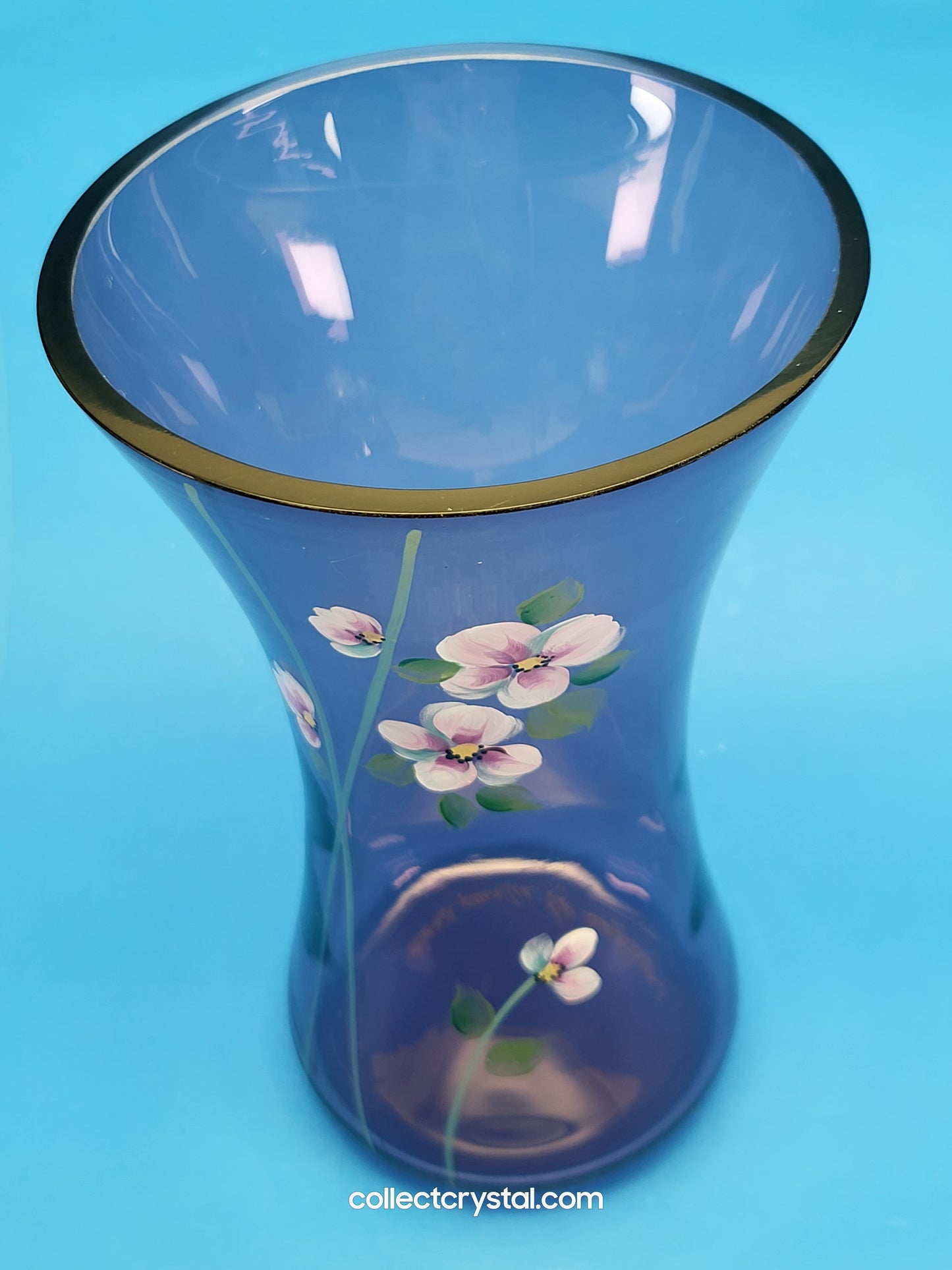 Fenton Purple Modern Artistic Glass Vase Hand Painted by S. Jackson