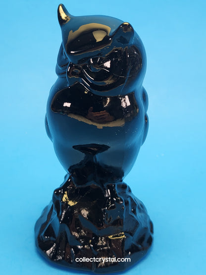 Fenton Glass Owl Figurine - ebony black satin