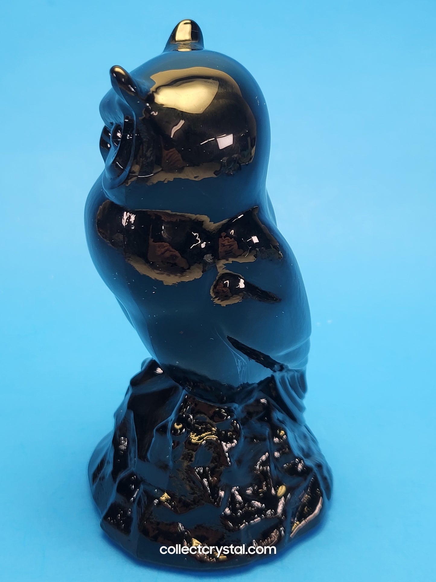 Fenton Glass Owl Figurine - ebony black satin