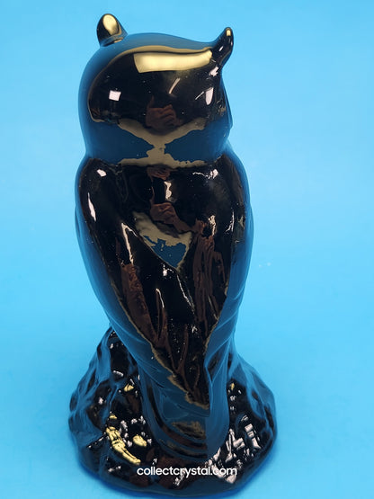 Fenton Glass Owl Figurine - ebony black satin