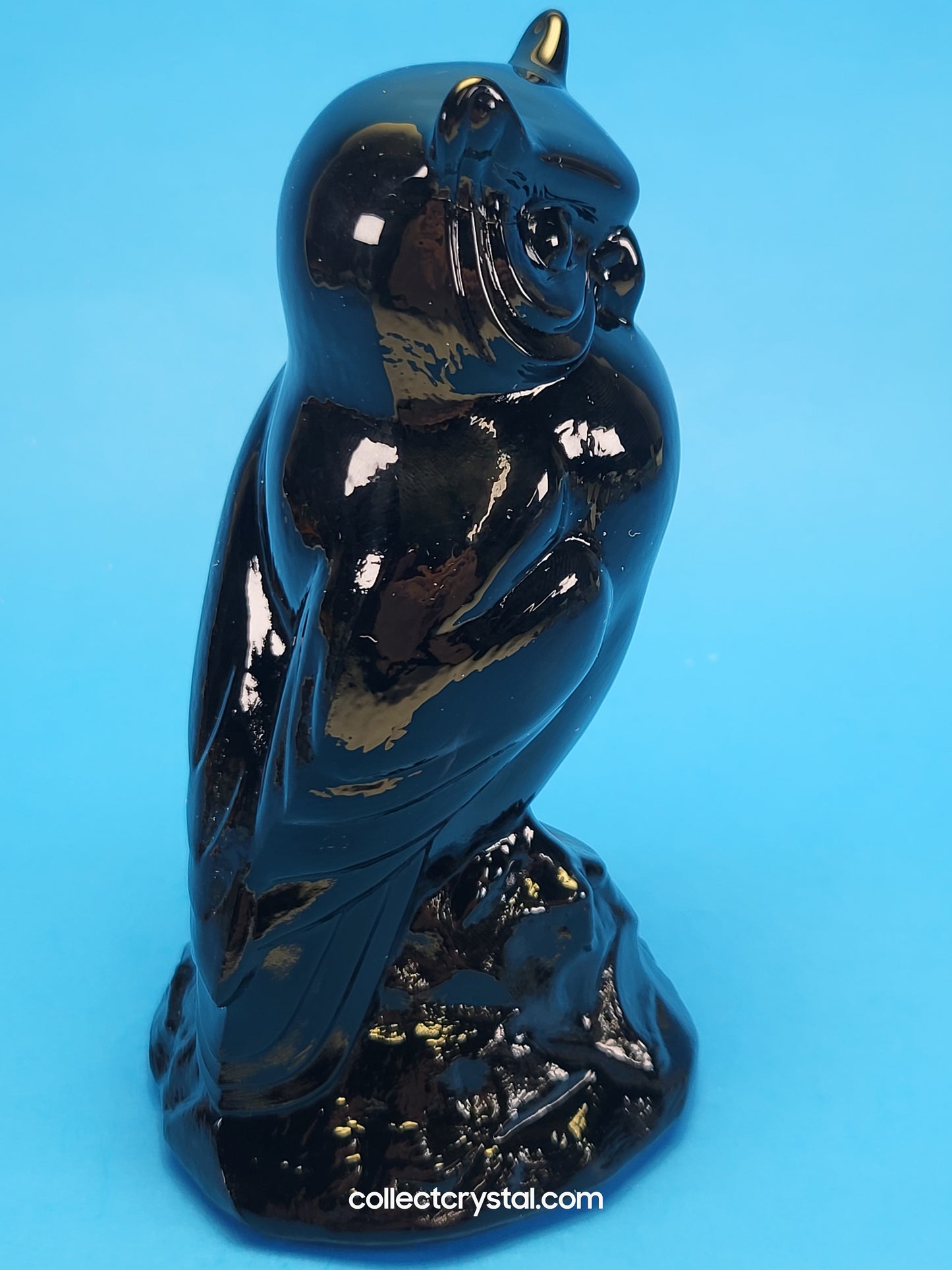 Fenton Glass Owl Figurine - ebony black satin