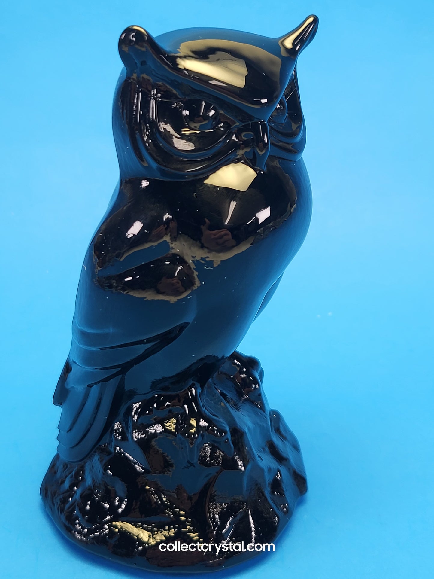 Fenton Glass Owl Figurine - ebony black satin