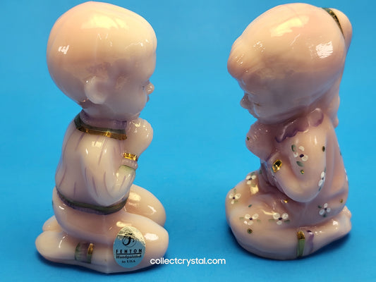 Fenton Boy & Girls Prayers Rosaline Hand Painted Limited Edition # 1049