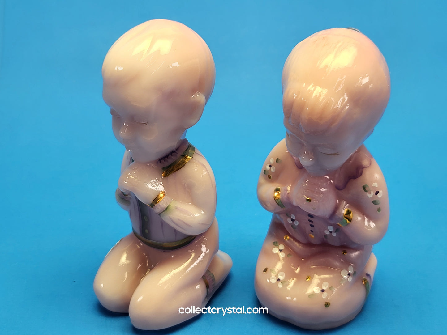 Fenton Boy & Girls Prayers Rosaline Hand Painted Limited Edition # 1049
