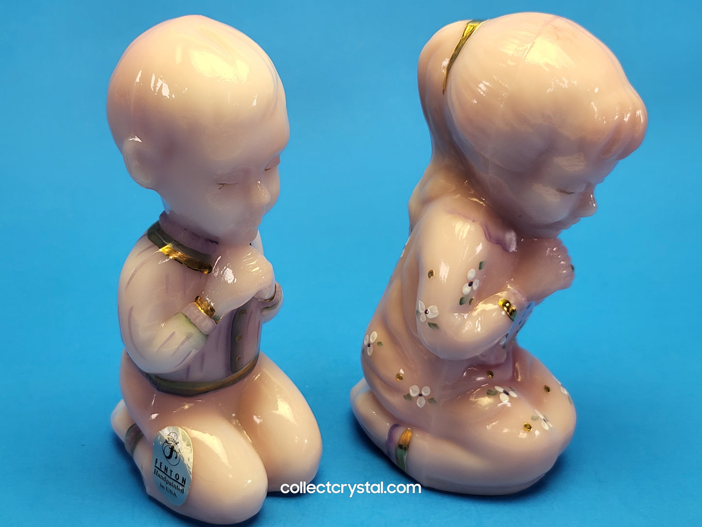 Fenton Boy & Girls Prayers Rosaline Hand Painted Limited Edition # 1049