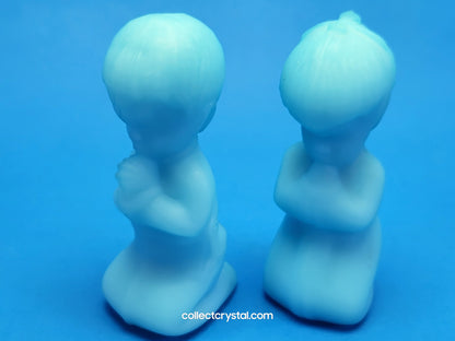 Fenton Boy and Girls Prayers set of 2 Blue custard Uranium 4' tall