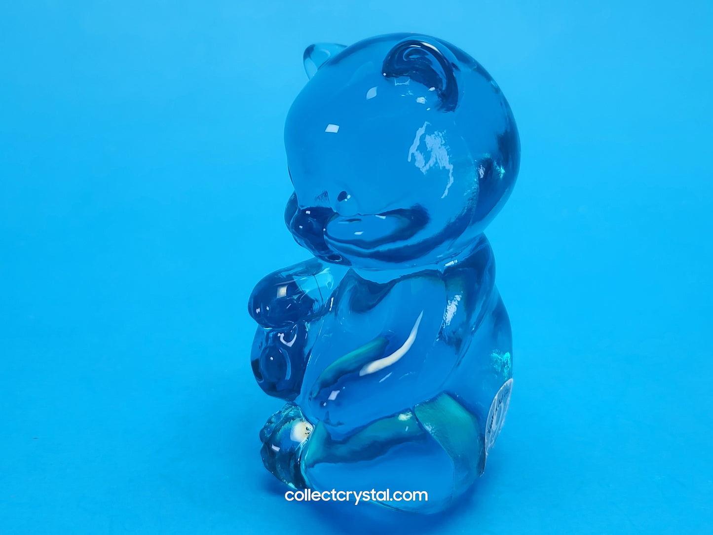 Fenton Bear Mini Small Figurine - Art Glass Cobalt Blue Miniature Sitting