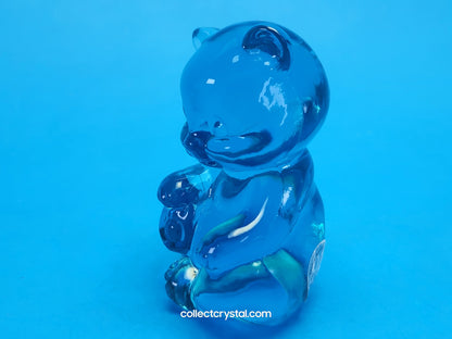 Fenton Bear Mini Small Figurine - Art Glass Cobalt Blue Miniature Sitting