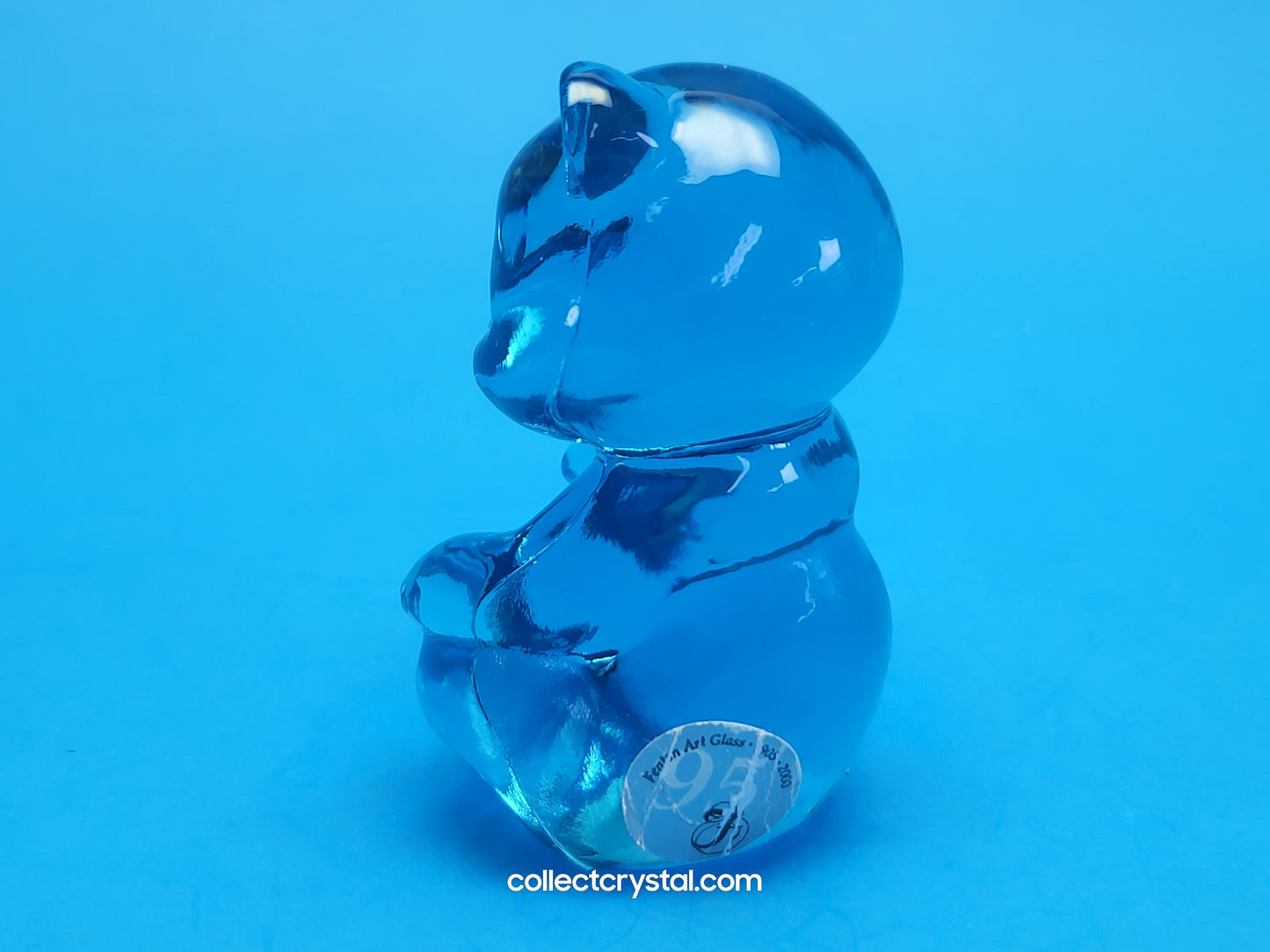 Fenton Bear Mini Small Figurine - Art Glass Cobalt Blue Miniature Sitting