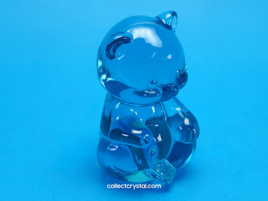 Fenton Bear Mini Small Figurine - Art Glass Cobalt Blue Miniature Sitting