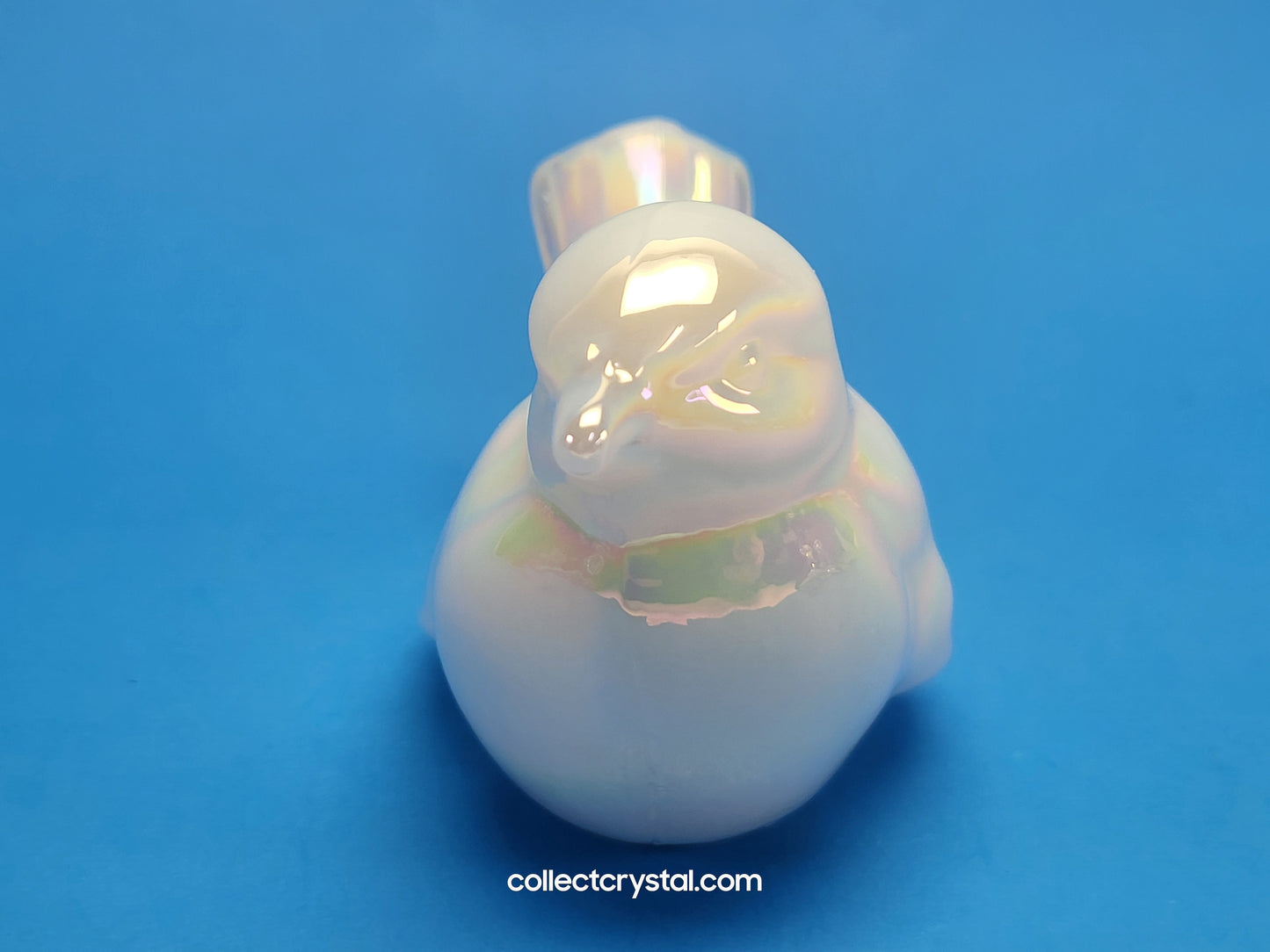 Fenton white opal Iridescent Carnival Glass Flowers Song Bird