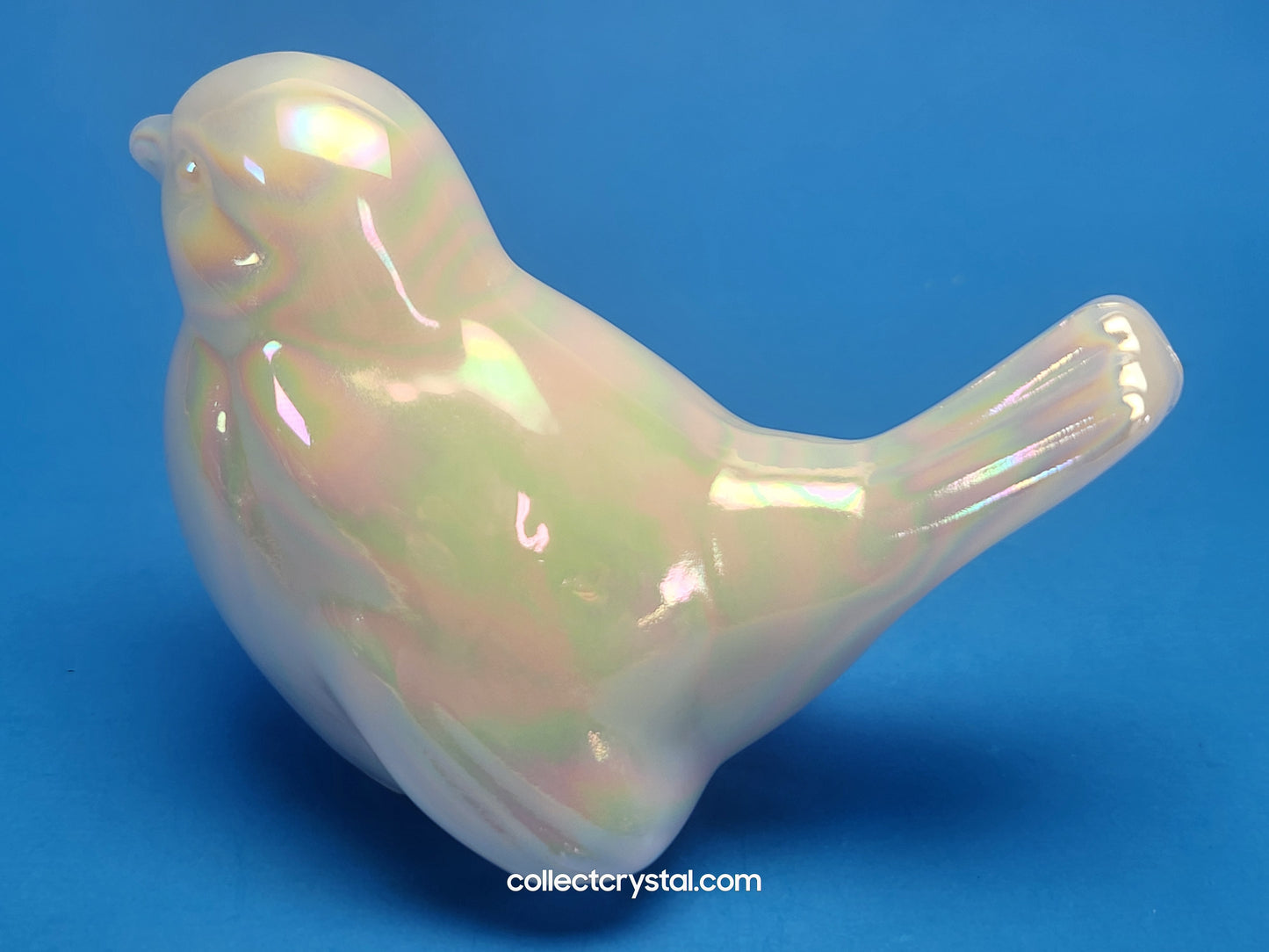 Fenton white opal Iridescent Carnival Glass Flowers Song Bird