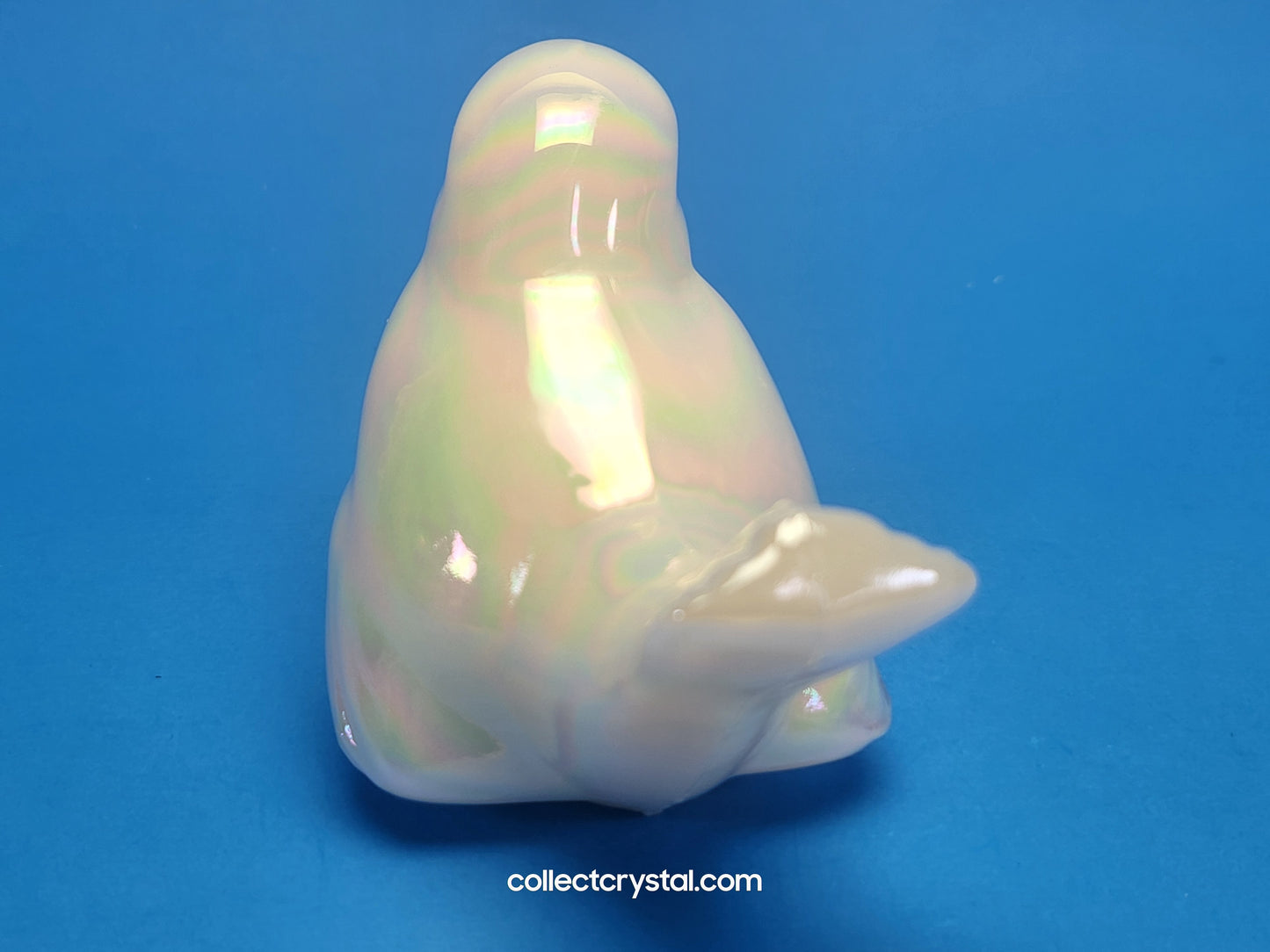 Fenton white opal Iridescent Carnival Glass Flowers Song Bird