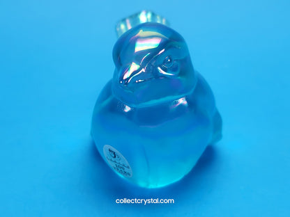 Fenton Blue Iridescent Carnival Glass Flowers Song Bird