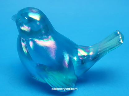 Fenton Blue Iridescent Carnival Glass Flowers Song Bird