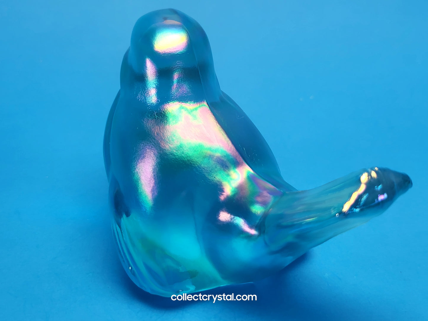 Fenton Blue Iridescent Carnival Glass Flowers Song Bird