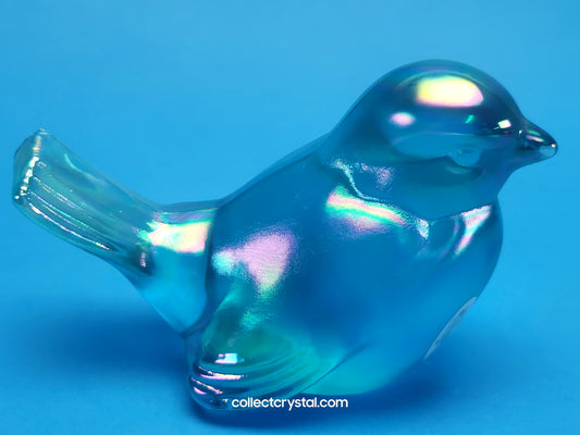 Fenton Blue Iridescent Carnival Glass Flowers Song Bird