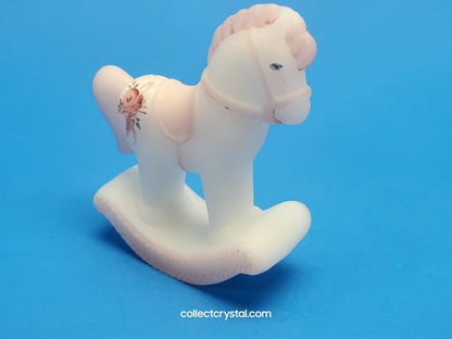 Fenton White Glass Rocking Horse Hand Painted Signed - A. Farley opal