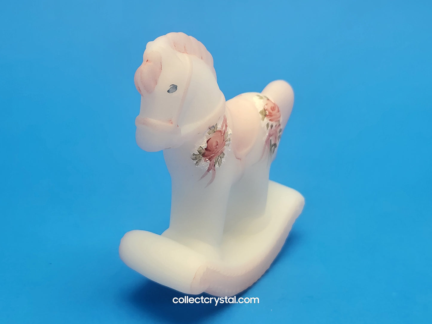 Fenton White Glass Rocking Horse Hand Painted Signed - A. Farley opal
