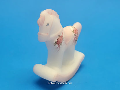 Fenton White Glass Rocking Horse Hand Painted Signed - A. Farley opal