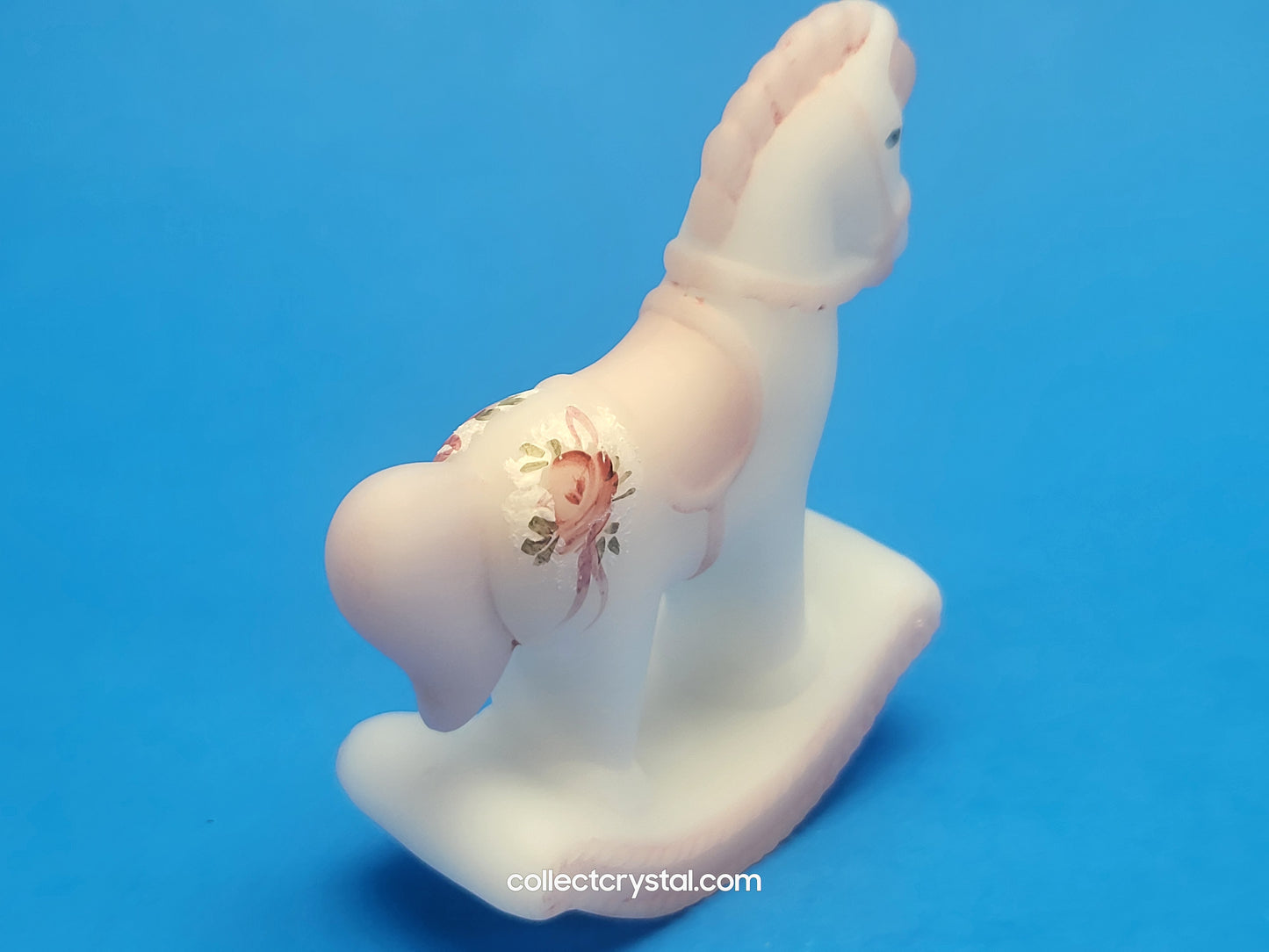 Fenton White Glass Rocking Horse Hand Painted Signed - A. Farley opal