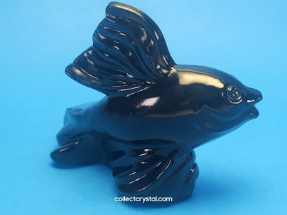 Fenton Black Koi Fish Under the Sea Marine Life # 5276 HK