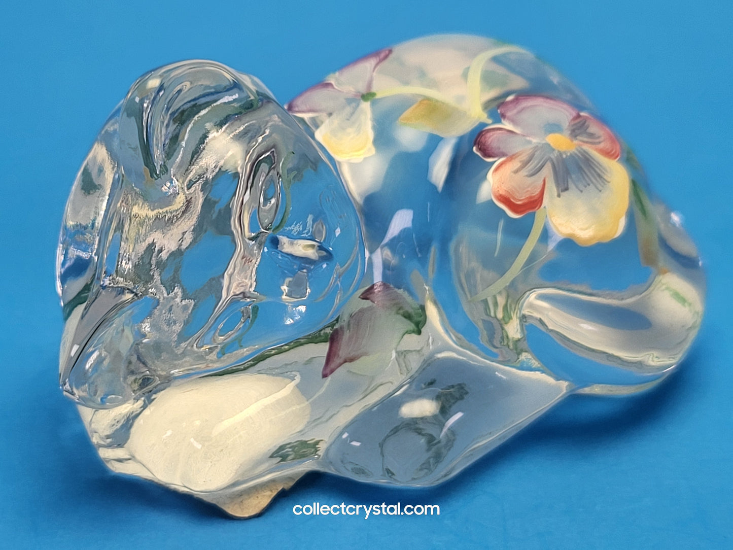 Fenton French Opal Satin Hand Painted Cat lying Glass Messenger 2004 Exclusive