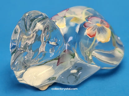 Fenton French Opal Satin Hand Painted Cat lying Glass Messenger 2004 Exclusive