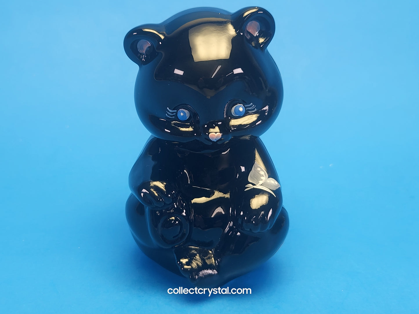 Fenton Glass Black Bear sitting Figurine Hand Painted